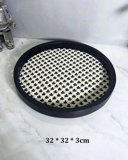 Elegant Velvet Leather Round Storage Tray: Chic Organizer for Jewelry and Cosmetics