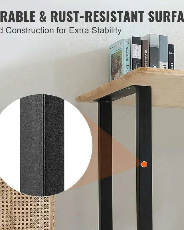 Heavy-Duty Matte Black Adjustable Steel Desk Legs - 28" Square, Supports Up to 1000 lbs, Set of 2