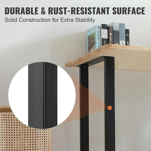 Heavy-Duty Matte Black Adjustable Steel Desk Legs - 28" Square, Supports Up to 1000 lbs, Set of 2