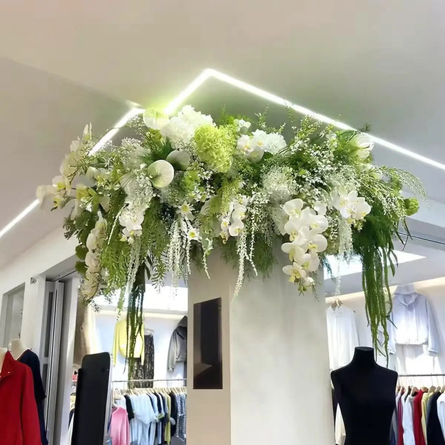 Cascading Artificial Greenery & Floral Wall Hanging — 200 × 120 cm