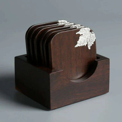 Elegant Ebony Square Zen Tea Ceremony Set with Wooden Tray