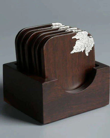 Elegant Ebony Square Zen Tea Ceremony Set with Wooden Tray