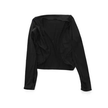 Ice Silk Long Sleeve Muscle Crop Top — Pull Over & Open Front