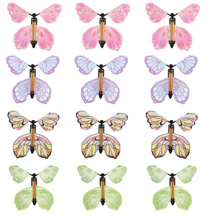 12-Piece Wind-Up Flying Butterfly Set for Parties & Greeting Cards