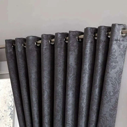 Chic Charcoal Floral Thermal Blackout Curtains - Set of 2 | Energy-Saving Privacy Dividers