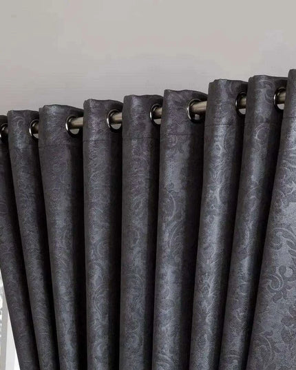 Chic Charcoal Floral Thermal Blackout Curtains - Set of 2 | Energy-Saving Privacy Dividers