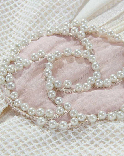 Pearl Embroidered V-Neck A-Line Dress with Flutter Sleeves