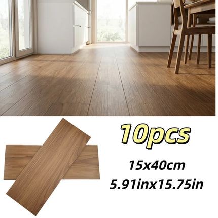 Self-Adhesive Wood Grain Floor & Wall Stickers – Set of 10