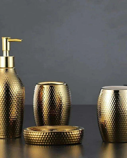 Golden Ceramic Bathroom Accessory Set