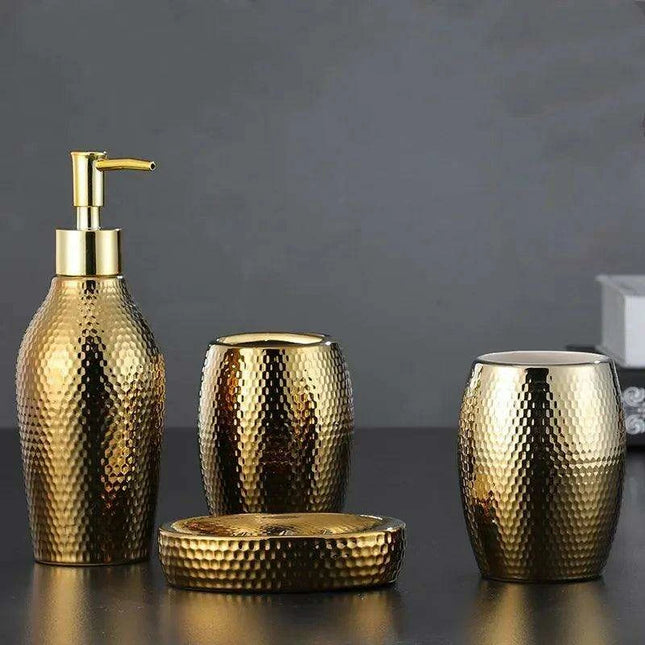 Golden Ceramic Bathroom Accessory Set