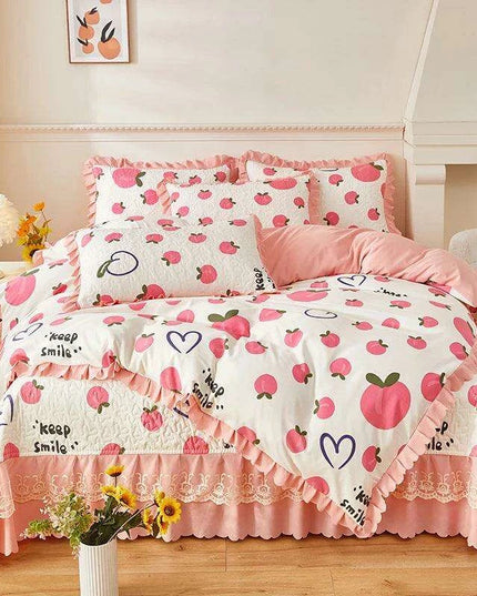 Chic Floral Ruffle Queen Bedding Set