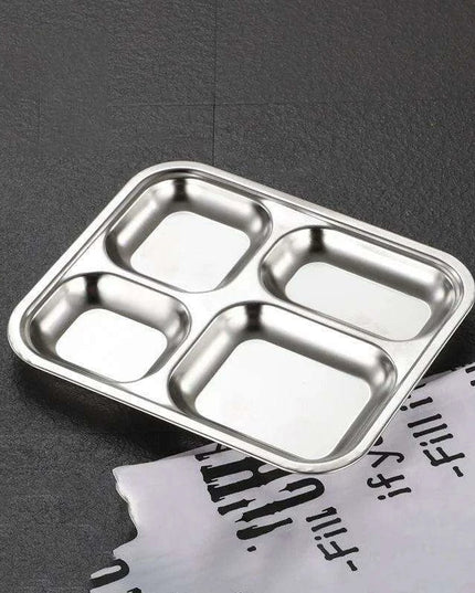 Multi-Compartment Stainless Steel Meal Tray - Eco-Friendly Dining Solution for All Ages