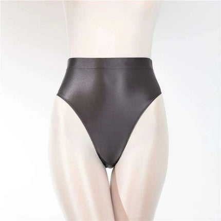 Elegant Sheer Satin High-Waist Lingerie Briefs for Women