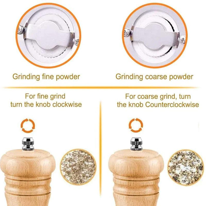 Vintage Handcrafted Wooden Spice Mill Set - 6-Inch Gourmet Salt and Pepper Grinders