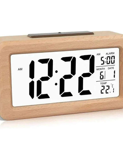 Stylish Wooden Alarm Clock with Temperature and Calendar - Ideal Decorative Gift for Home or Office
