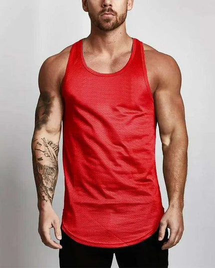 Men's Cool-Dry Mesh Gym Tank - Sleek Sleeveless Bodybuilding Vest for Summer