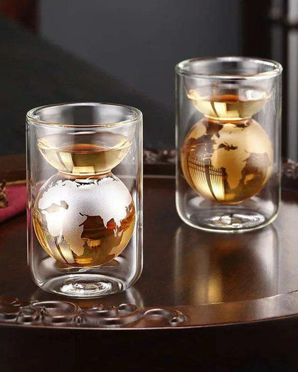 Artisan Crafted Double-Walled Glass Cup for Chic Home & Office Enjoyment