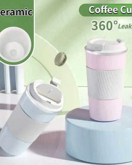 Sustainable 510ml Leakproof Ceramic Travel Mug with Insulation and Straw Hole
