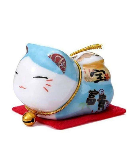 Charming Japanese Ceramic Lucky Cat Daruma Figurine for Home Decor and Gifting