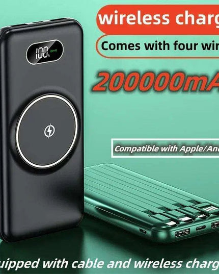 Ultra-High Capacity 200000 mAh Wireless Charger with Rapid Charging and LED Indicator - Your Ultimate Power Companion
