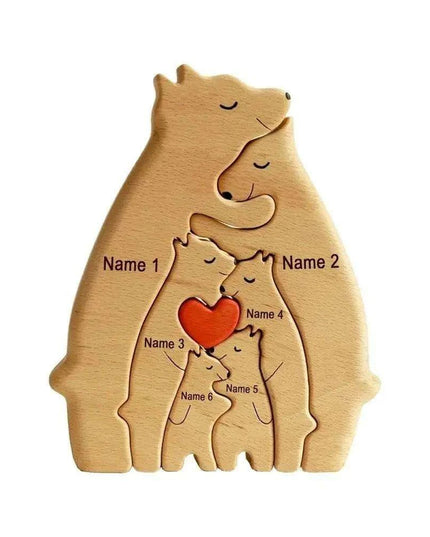 Customizable Bear Family Wooden Puzzle - A Unique Keepsake to Celebrate Family Love