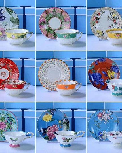 Exquisite Royal Bone China Tea and Coffee Set with 24K Gold Trim - Luxurious Elegant Drinkware Collection