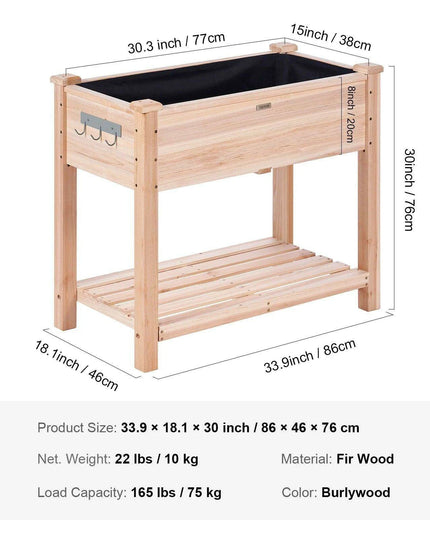 Premium Elevated Fir Wood Garden Planter with Superior Drainage System