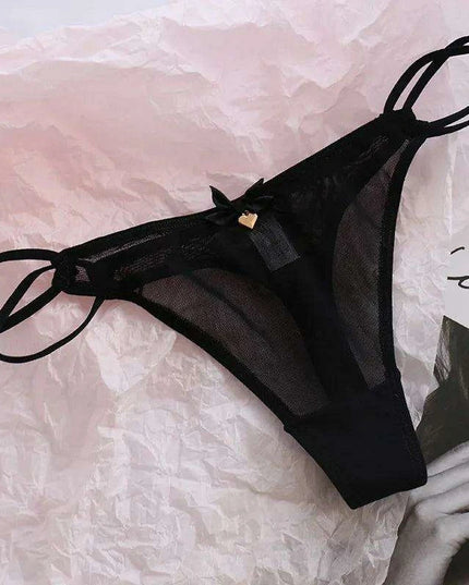 Charming Women's Sheer T-Back Thongs with Playful Strawberry and Cherry Print - Low-Waisted Seamless Sexy Underwear