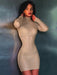 Glamorous Sequined Sheer Mesh Mini Dress with High Neck and Long Sleeves for Night Out