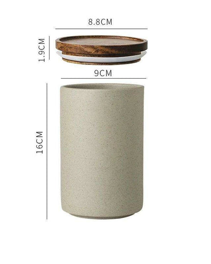 Vintage-Inspired Ceramic Canister Set with Airtight Wooden Lids for Tea and Coffee Storage