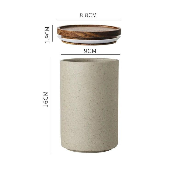 Vintage-Inspired Ceramic Canister Set with Airtight Wooden Lids for Tea and Coffee Storage