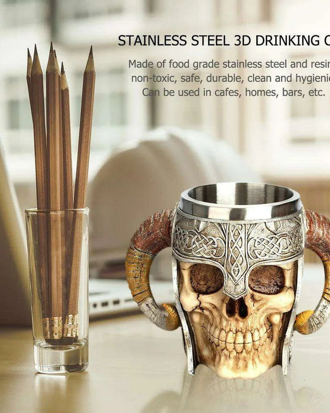 Elegant Skull Resin Beer Mug - Stylish Stainless Steel Chalice for Hot Drinks