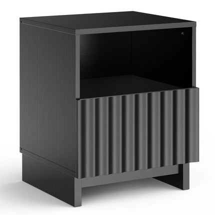 TinyNest Fluted Nightstand - Modern Bedside Table with Storage Drawers