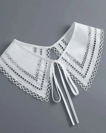 Embroidered Lace Detachable Collar for Women - Elegant White Shawl Accessory