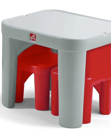 Creative Playtime Table and Chair Set for Kids in Gray and Red