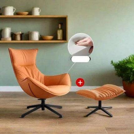 Scandinavian Luxe Leather Lounge Chair - Chic Comfort for Modern Interiors