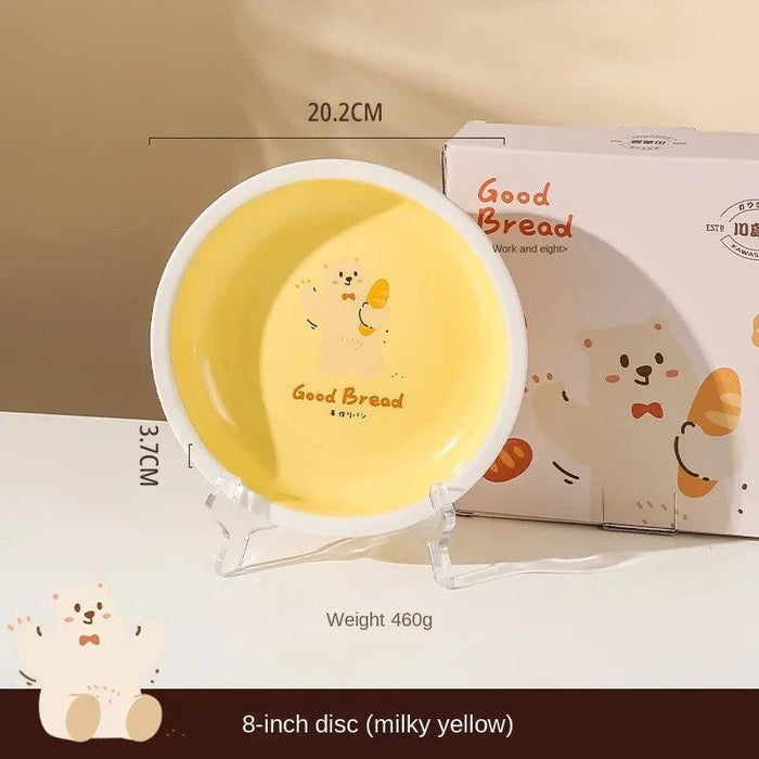 Charming Bear Dodo Cream Style Kids Breakfast Bowl Set - Whimsical Kitchen Essential