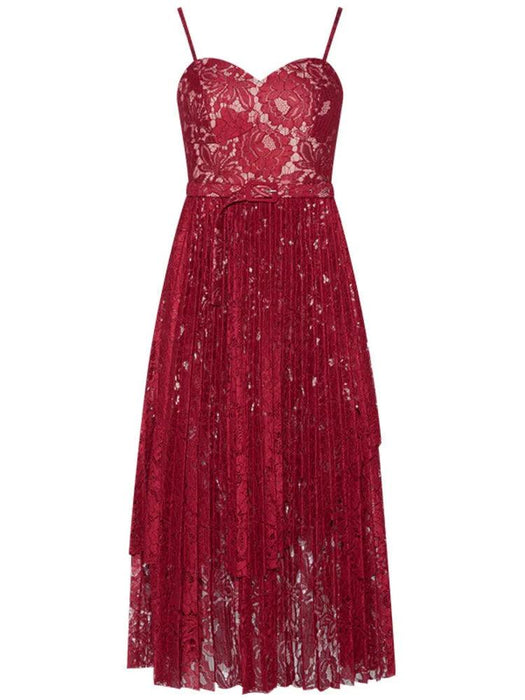 Summer Elegance Asymmetric Lace Party Dress with Belt