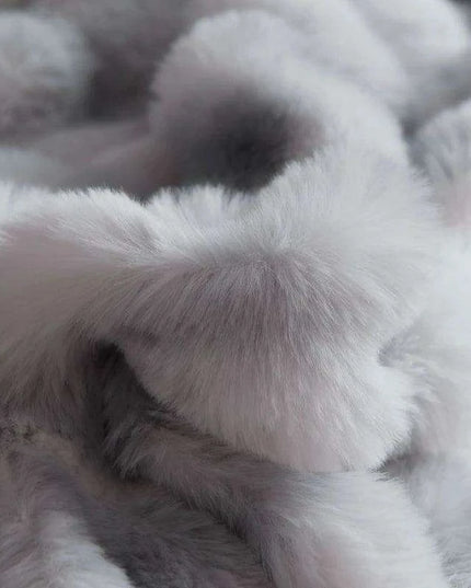 Luxurious Gradient Blue & Grey Faux Rabbit Fur Velvet Fleece Bedding Set with Sheets & Pillowcases
