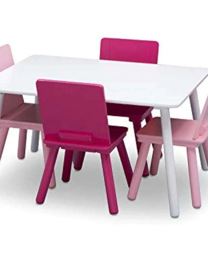Children's Pink and White Wooden Table and Chair Set - Perfect for Creative Activities, Arts & Crafts, and Learning Fun