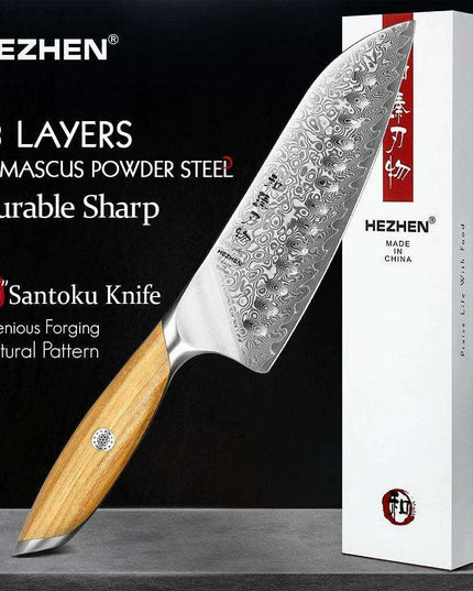 Luxury 73-Layer Damascus Steel Chef's Knife Set with Olive Wood Handles - Ideal for Gifting