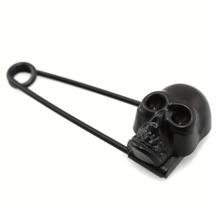 ZX Jewellery Black Matte Skull Brooch - Versatile Gothic Decoration