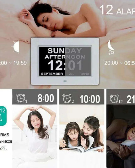 Multilingual LED Calendar Clock with 12 Alarms and Reminder Features - Perfect for Seniors and Daily Organization