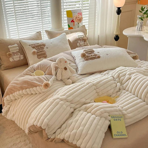 Luxurious Faux Rabbit Velvet Duvet Cover Set - Plush Bedding Collection with Pillowcases in Multiple Sizes