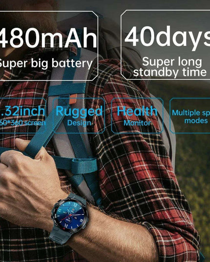 Men's 2024 Outdoor GPS Fitness Smartwatch with Heart Rate Monitor and Waterproof Features