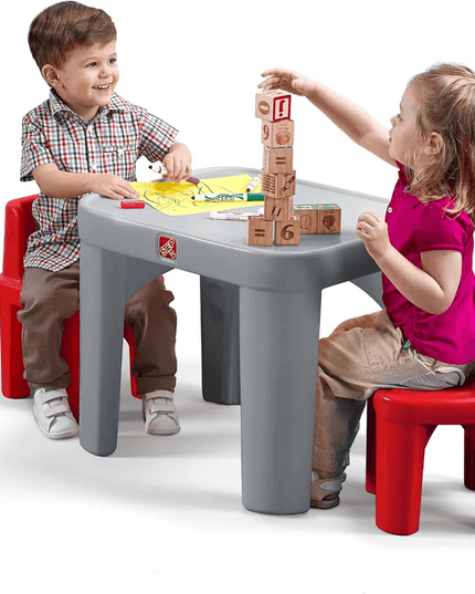 Creative Playtime Table and Chair Set for Kids in Gray and Red
