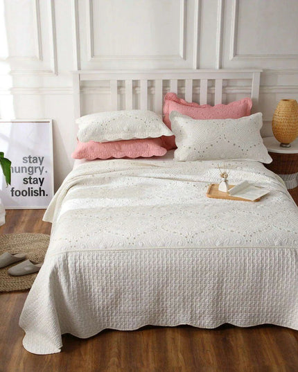 Elegant Euro-Style Embroidered Bedspread Set with Premium Cotton Filling - Versatile Summer Blanket and Mattress Cover