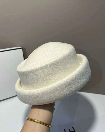 Chic French-Inspired Vintage Wool Fedora Hat for Women - Stylish Designer Bucket Hat