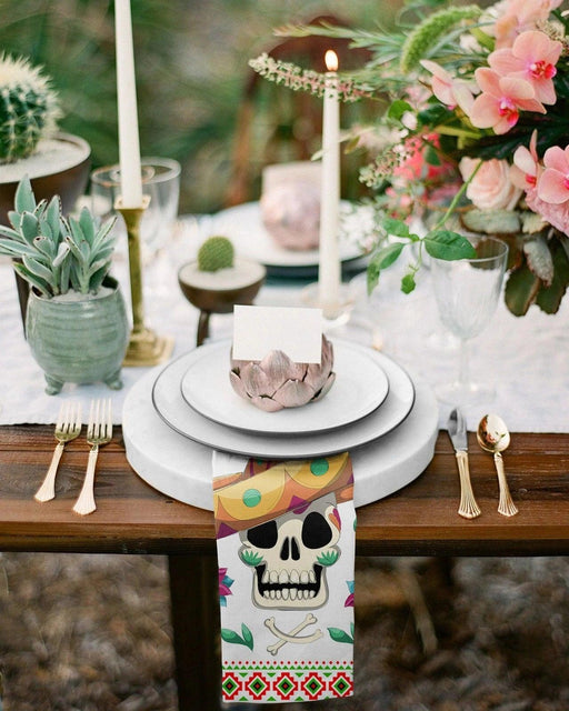 Mexican Skull Sombrero Cloth Napkins - Festive Set of 2