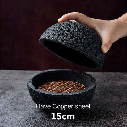 Exquisite Smoked Black Volcanic Stone Bowl Set for Gourmet Enthusiasts